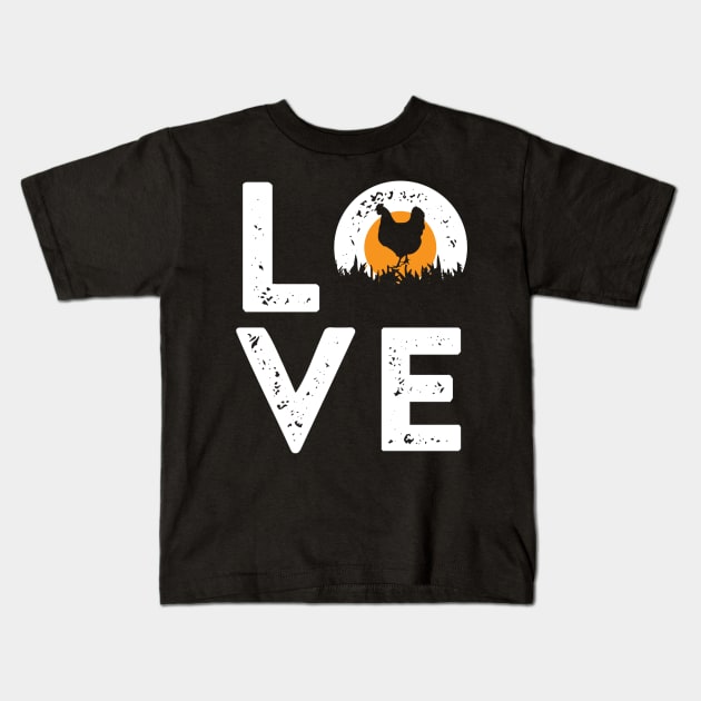 Cute Country Chicken, Farmer Gift, Love Chicken Design design Kids T-Shirt by Blue Zebra